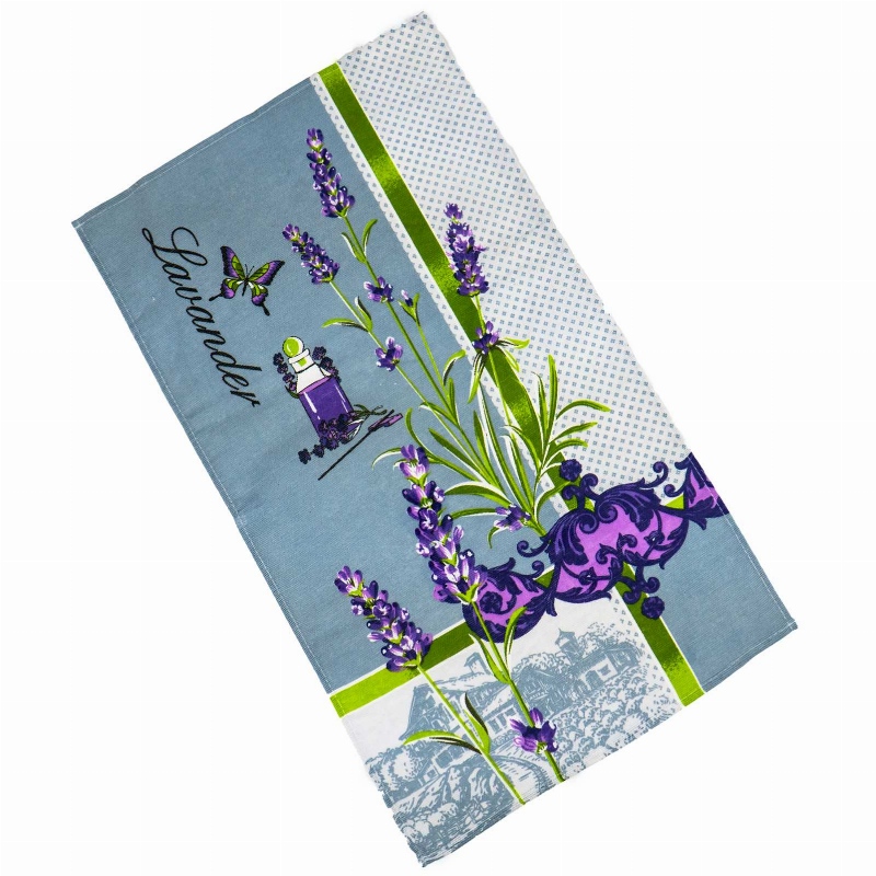 Рушник кухонний рогожка з петелькою та принтом lavender with perfume 35х61см 180г/м2 GM Textile (Лавандовий)